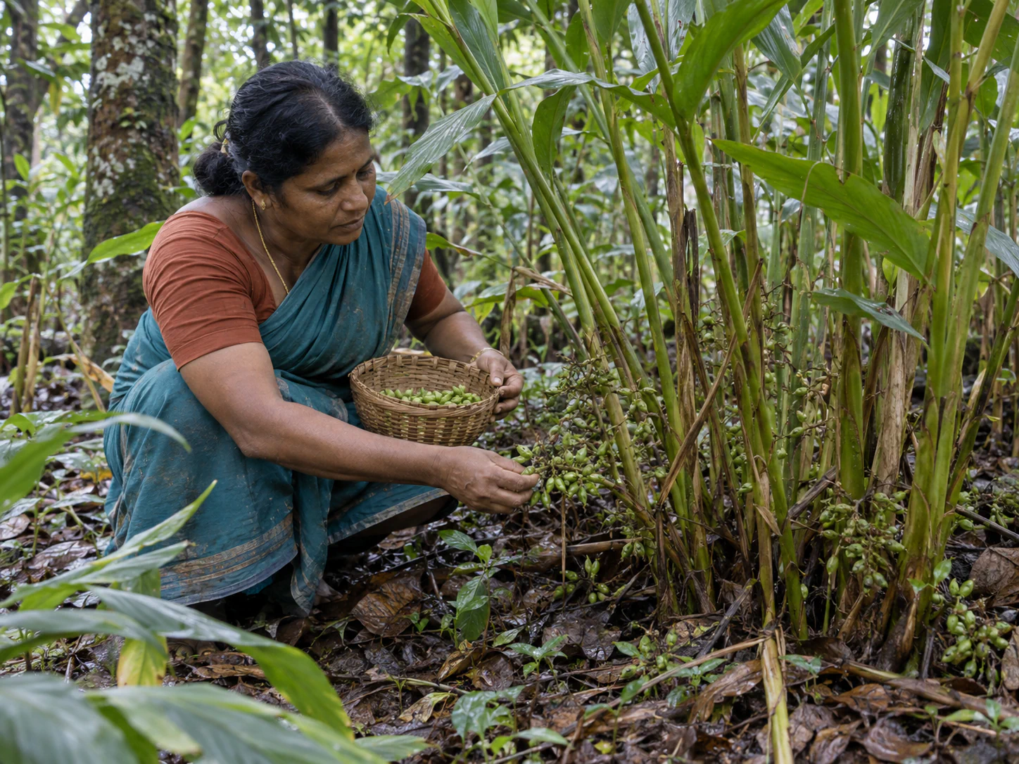 Representative view of shade-grown cardamom on a Kerala ingredient farm