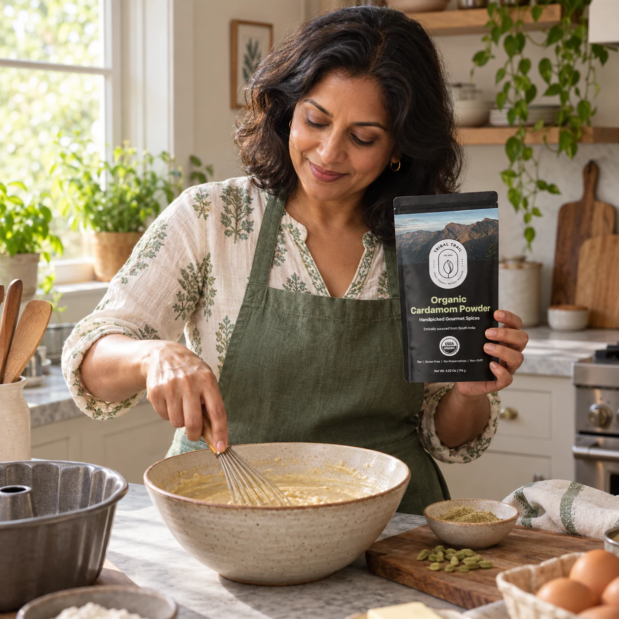 Customer using Tribal Trail Cardamom Powder in an everyday food ritual