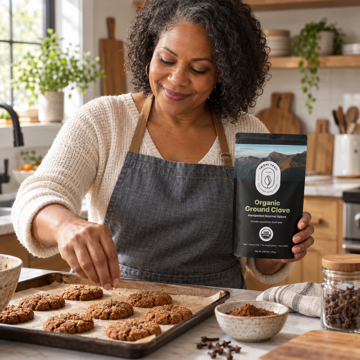 Customer using Tribal Trail Ground Clove in an everyday food ritual