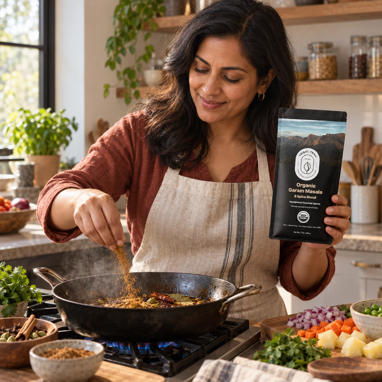 Customer using Tribal Trail Garam Masala in an everyday food ritual